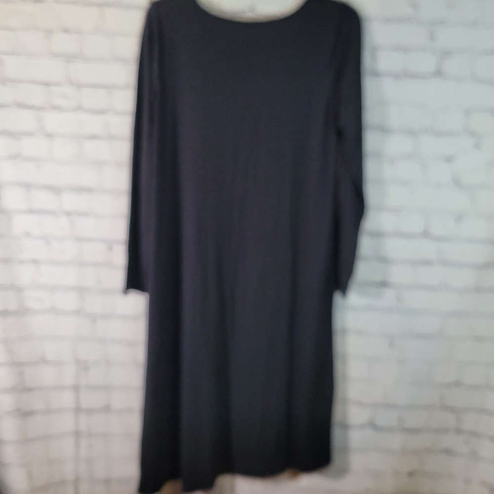 Eileen Fisher Tunic Dress Womens Medium‎ Black Excellent Long Sleeve High-Low - Picture 3 of 5